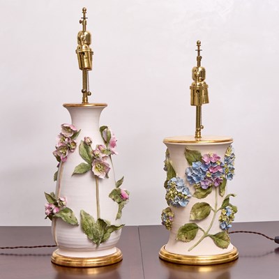 Lot 202 - Two Potter-Spitzmiller Painted Porcelain Table Lamps