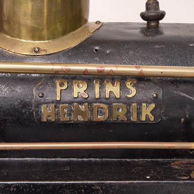 Lot 219 - Continental Painted Metal and Brass Prins Hendrik Model Locomotive Steam Engine