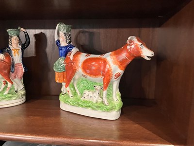 Lot 218 - Pair of English Staffordshire Pottery Figures with Cows