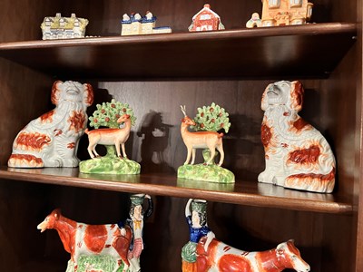 Lot 218 - Pair of English Staffordshire Pottery Figures with Cows