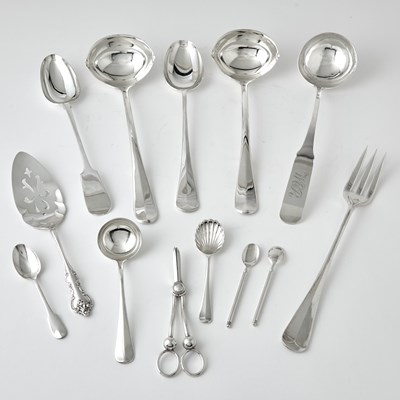 Lot 129 - Group of Sterling Silver and Silver-Plated Serving Flatware and Hollowware
