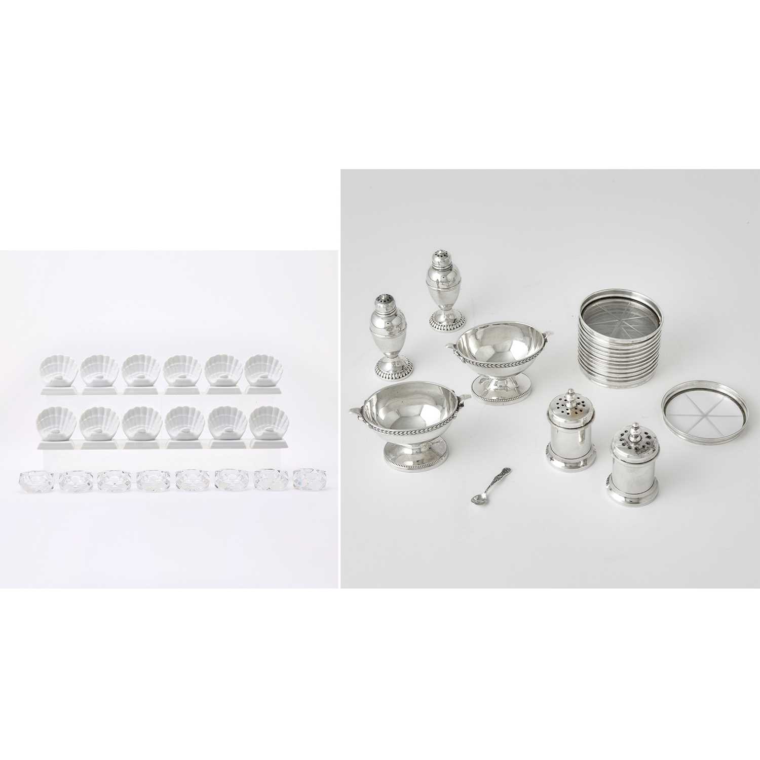 Lot 98 - Group of Sterling Silver, Silver-Plated and Ceramic Table Articles