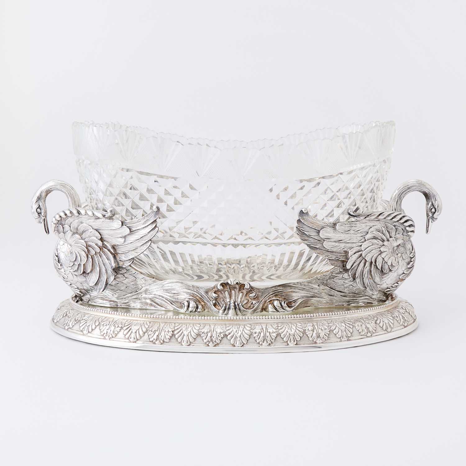 Lot 124 - Continental Silver Plate and Cut Glass Center Bowl