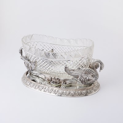 Lot 124 - Continental Silver Plate and Cut Glass Center Bowl