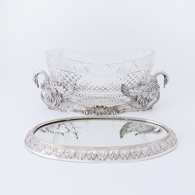 Lot 124 - Continental Silver Plate and Cut Glass Center Bowl