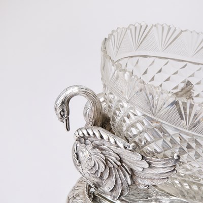 Lot 124 - Continental Silver Plate and Cut Glass Center Bowl