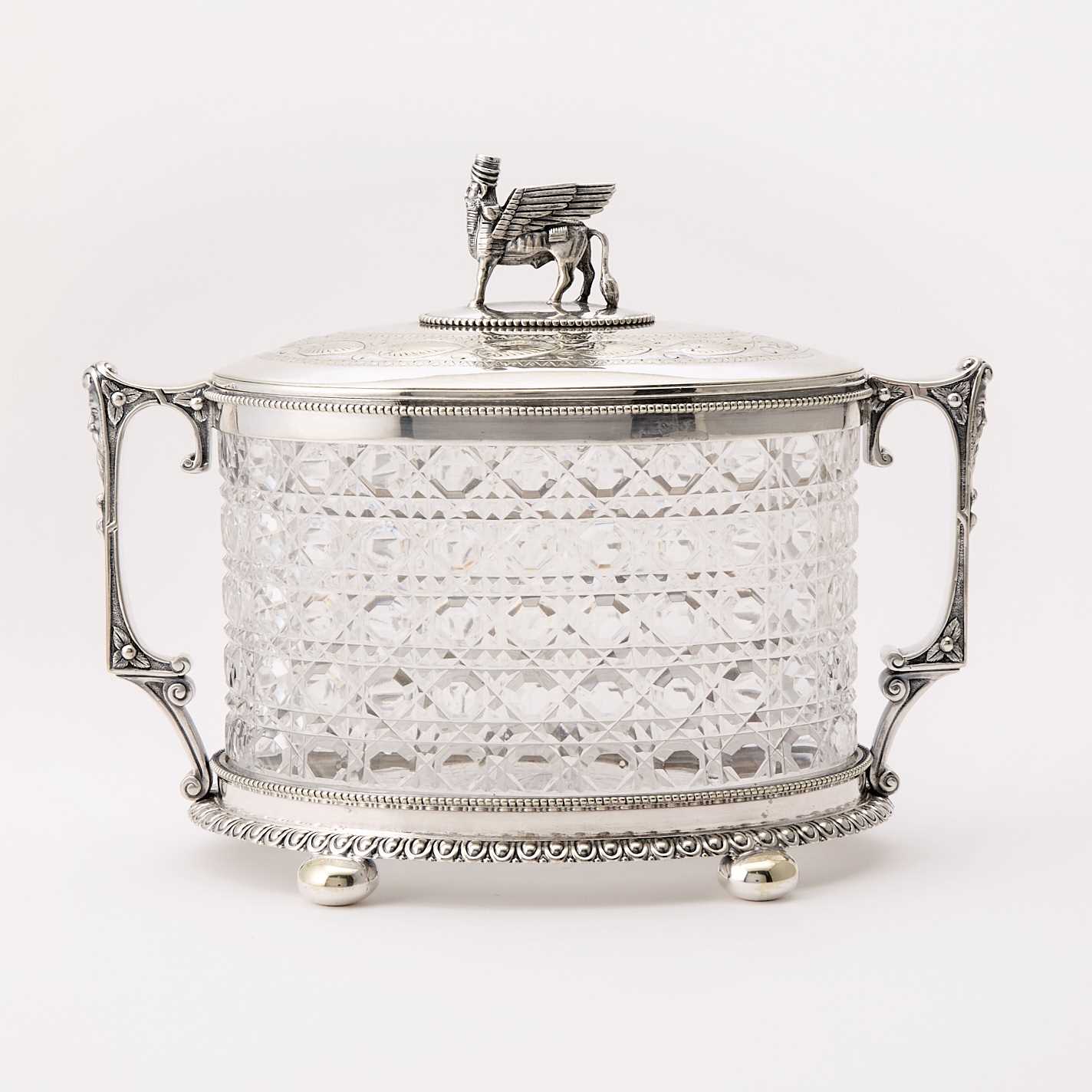 Lot 118 - Silver-Plated and Cut Glass Biscuit Box