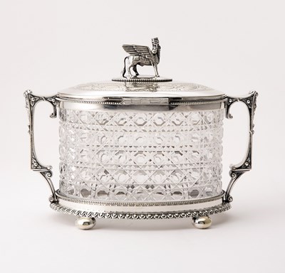 Lot 118 - Silver-Plated and Cut Glass Biscuit Box