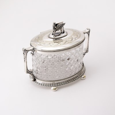 Lot 118 - Silver-Plated and Cut Glass Biscuit Box