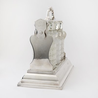 Lot 103 - Silver-Plated Tantalus with Three Glass Decanters