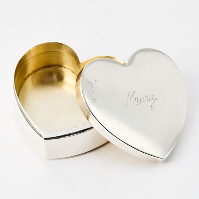 Lot 107 - Tiffany & Co. Heart Shaped Sterling Silver Box, Gifted from Cloris Leachman