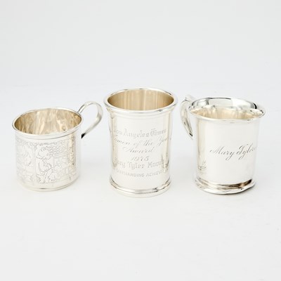 Lot 109 - Three Sterling Silver Child's Cups, one Engraved "Mary Tyler Moore"