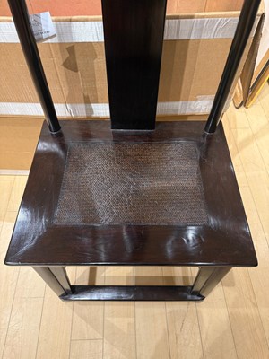 Lot 162 - Pair of Chinese Ebonized Hardwood Tall-Back Side Chairs