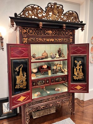 Lot 153 - Parcel Gilt Lacquered Chinese Wood Cabinet