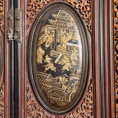 Lot 153 - Parcel Gilt Lacquered Chinese Wood Cabinet