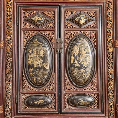 Lot 153 - Parcel Gilt Lacquered Chinese Wood Cabinet