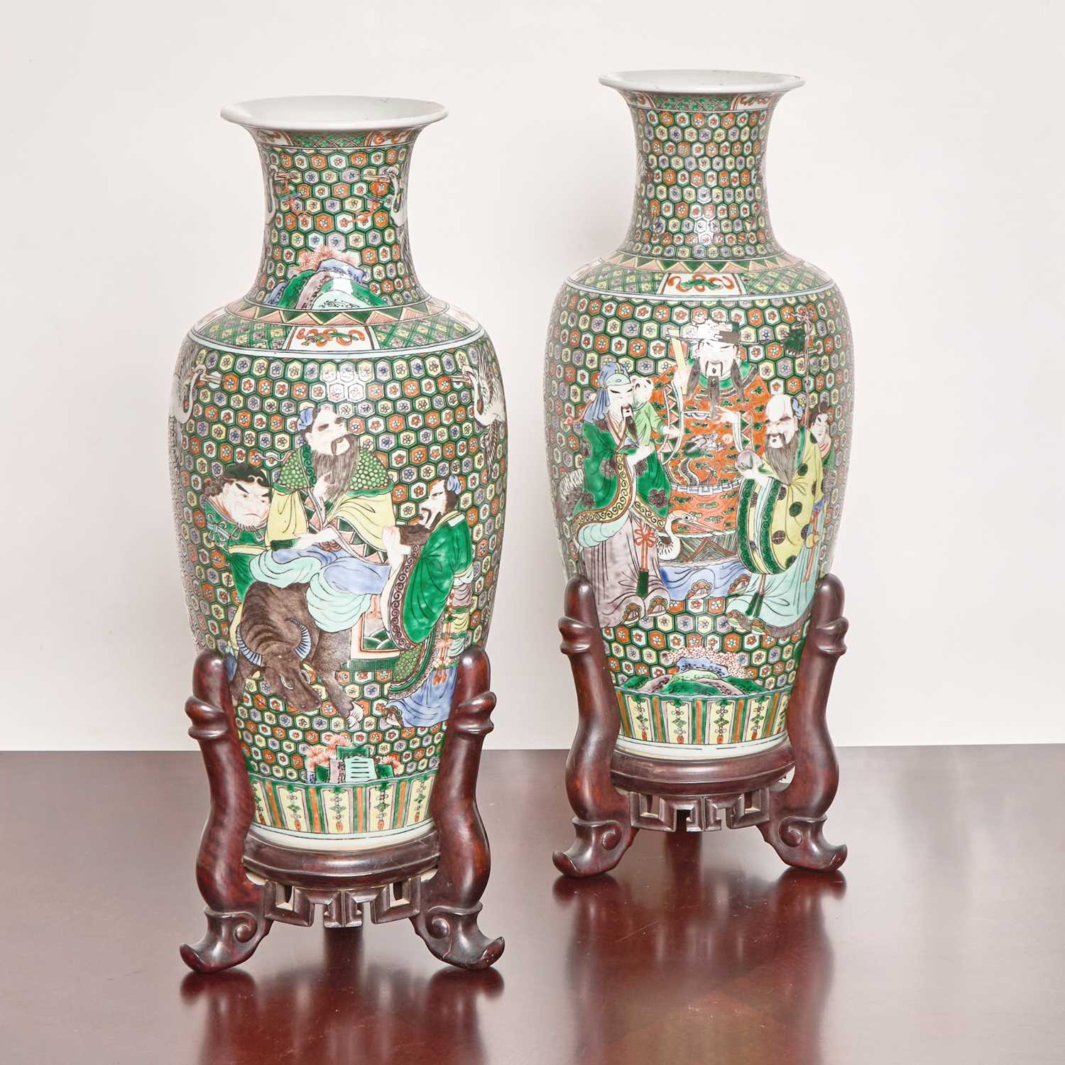 Lot 149 - Pair of Chinese Famille Verte Porcelain Vases
