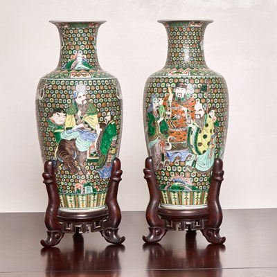 Lot 149 - Pair of Chinese Famille Verte Porcelain Vases