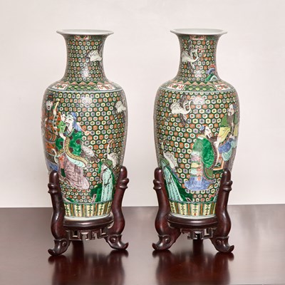 Lot 149 - Pair of Chinese Famille Verte Porcelain Vases