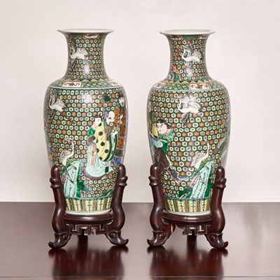Lot 149 - Pair of Chinese Famille Verte Porcelain Vases