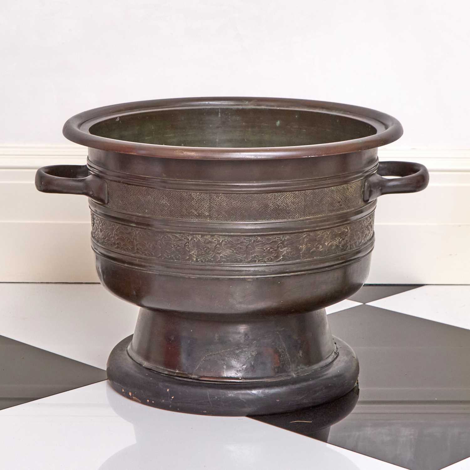 Lot 174 - Japanese Bronze Twin-Handled Planter