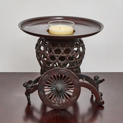 Lot 173 - Japanese Bronze Wagon-Form Ikebana Pot