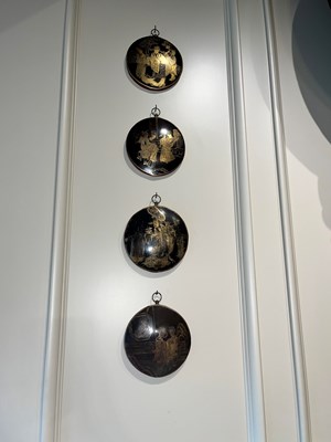 Lot 147 - Eight Chinese Gilt Decorated Bronze Gongs