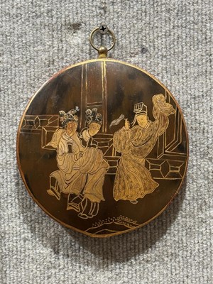 Lot 147 - Eight Chinese Gilt Decorated Bronze Gongs