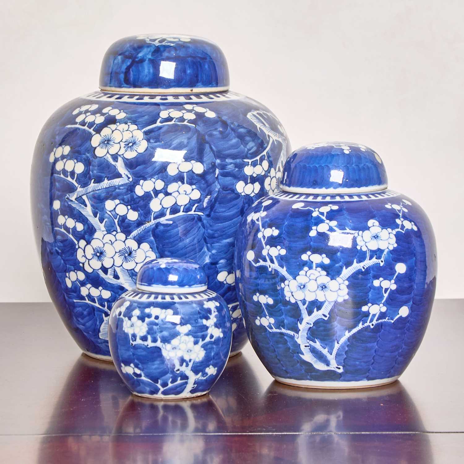 Lot 145 - Three Chinese Blue and White Porcelain Ginger Jars