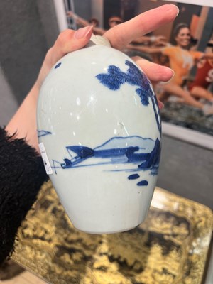 Lot 144 - Chinese Porcelain Blue and White and Copper Red Baluster Vase and a Small Blue and White Ovoid Vase