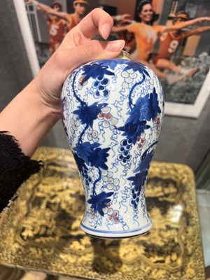 Lot 144 - Chinese Porcelain Blue and White and Copper Red Baluster Vase and a Small Blue and White Ovoid Vase