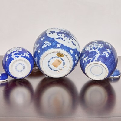 Lot 142 - Three Chinese Blue and White Porcelain Ginger Jars