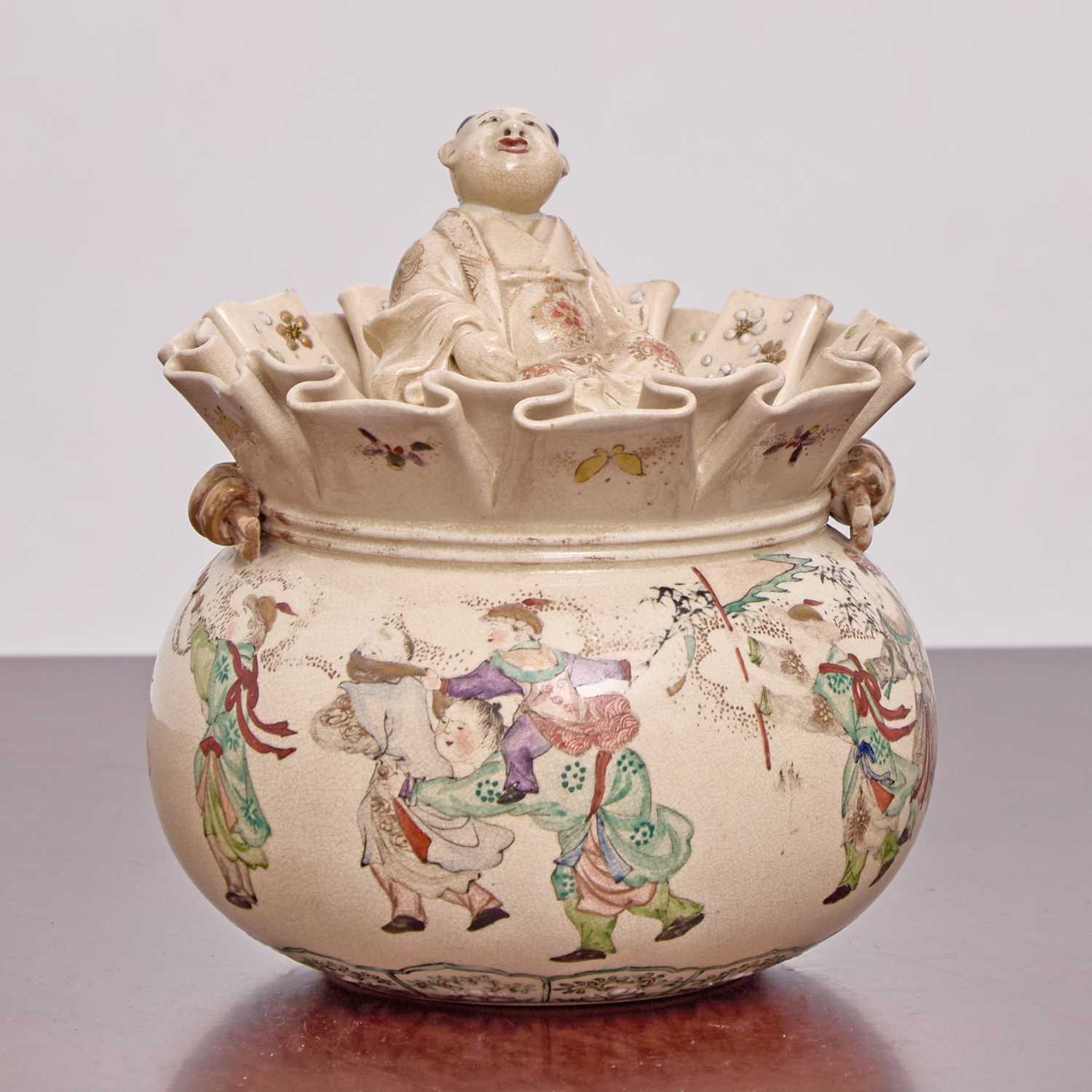 Lot 175 - Japanese Satsuma Earthenware Jar and Cover