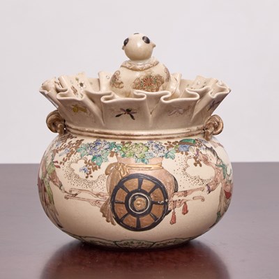 Lot 175 - Japanese Satsuma Earthenware Jar and Cover