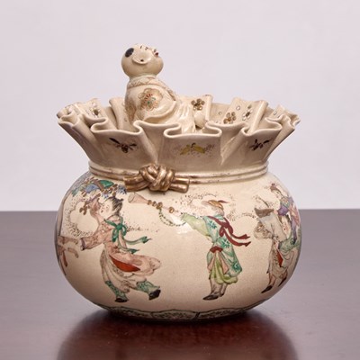 Lot 175 - Japanese Satsuma Earthenware Jar and Cover