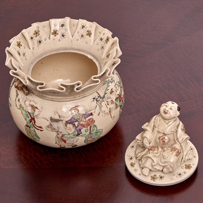Lot 175 - Japanese Satsuma Earthenware Jar and Cover