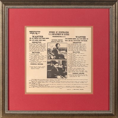 Lot 278 - The famous Bonnie and Clyde "Wanted" broadside