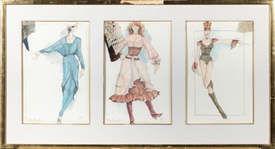 Lot 75 - Three Original Bill Hargate Costume Designs for The Mary Tyler Moore Hour