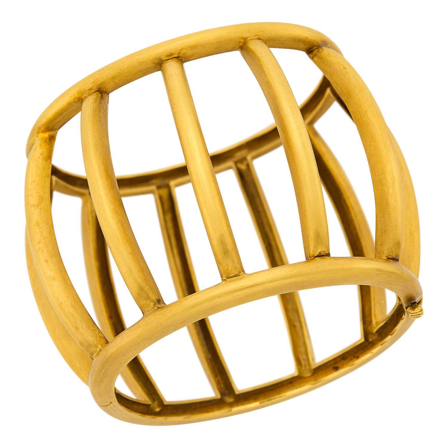 Lot 7 - Tiffany & Co., Paloma Picasso Wide Gold 'Cage' Cuff Bracelet