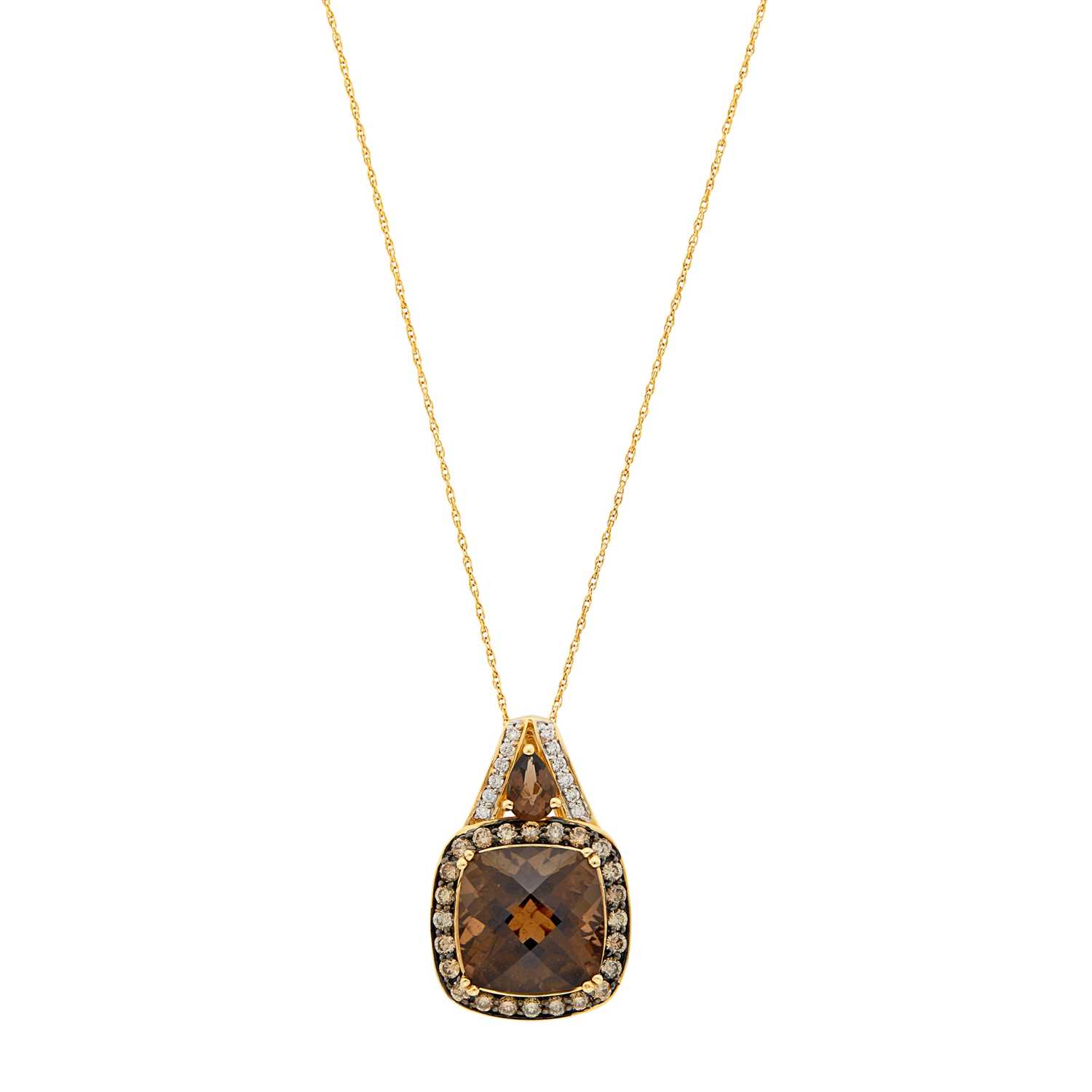 Lot 26 - LeVian Gold, Smoky Quartz, Diamond and Brown Diamond Pendant with Chain Necklace