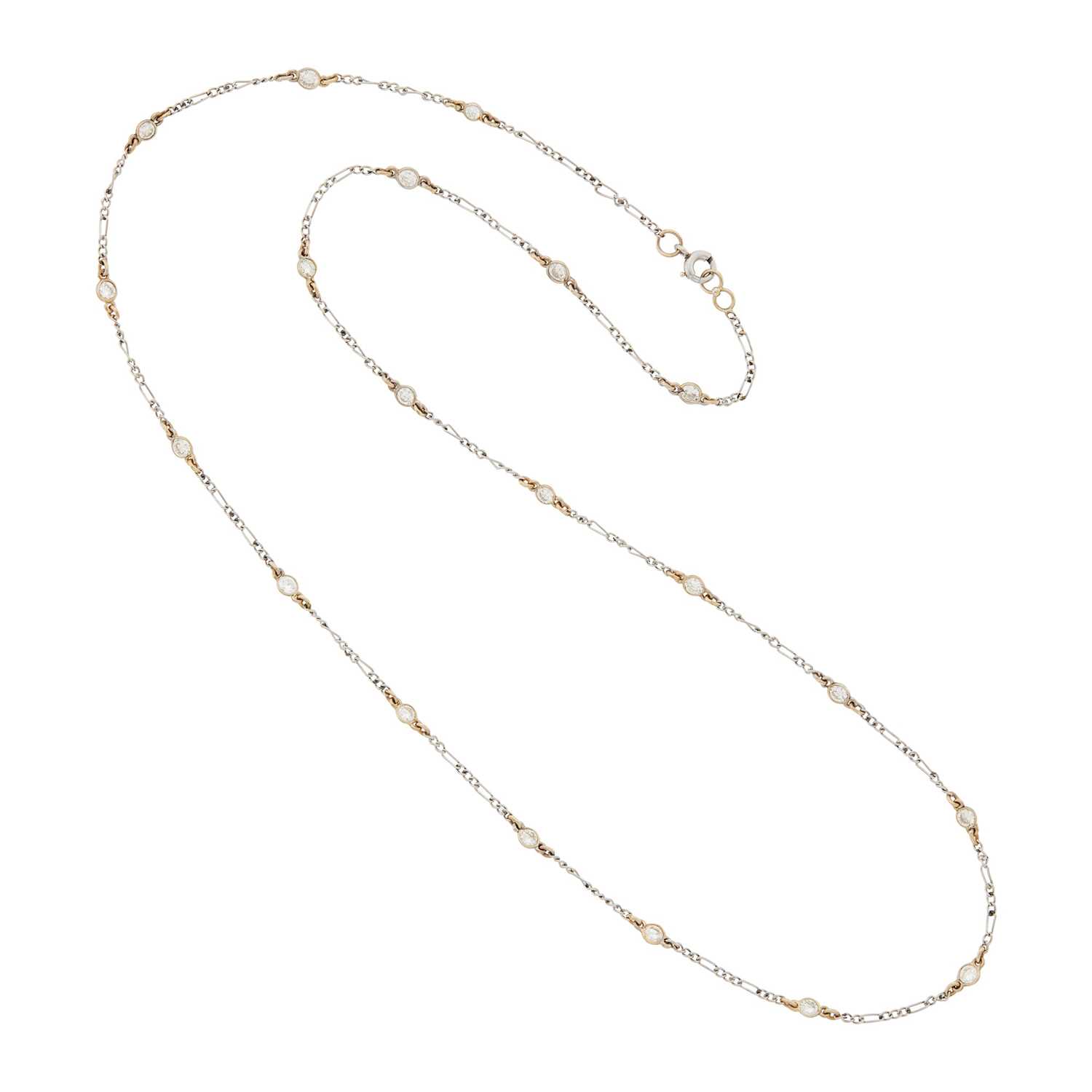 Lot 34 - Platinum, Gold and Diamond Chain Necklace