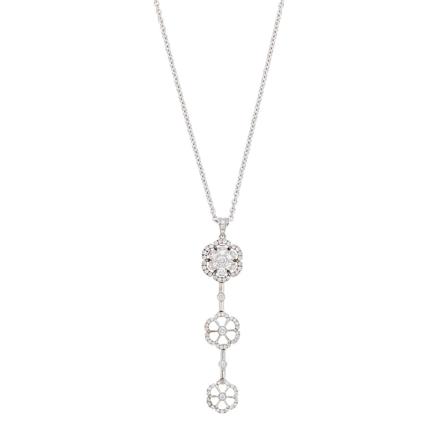 Lot 38 - White Gold and Diamond Pendant-Necklace