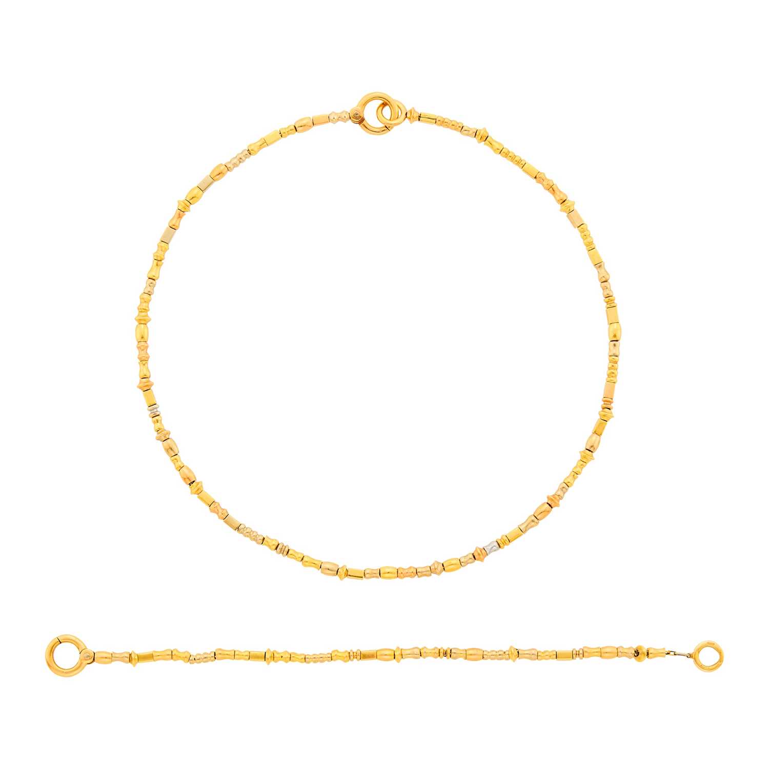 Lot 40 - Manfredi Tricolor Gold Link Necklace and Bracelet