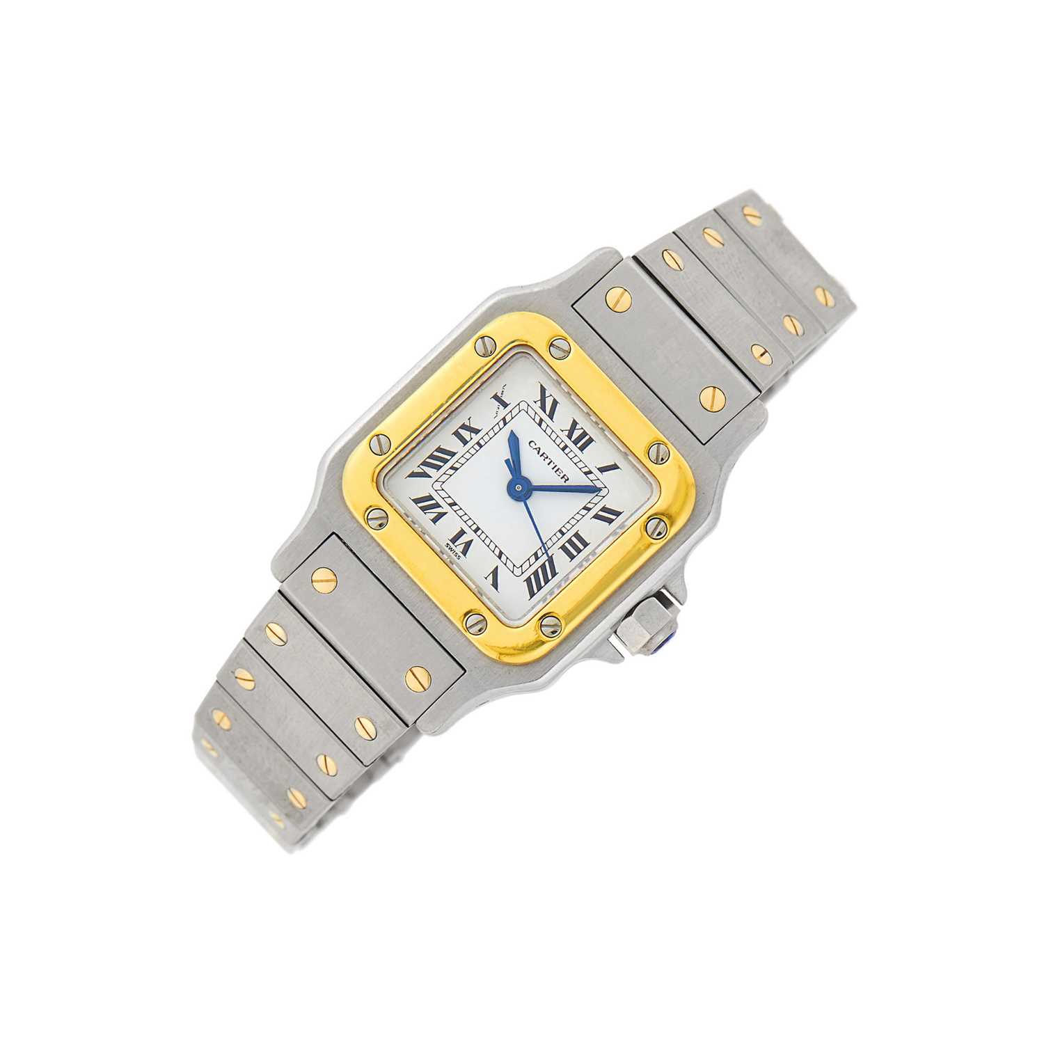 Lot 5 - Cartier Stainless Steel and Gold 'Santos' Wristwatch