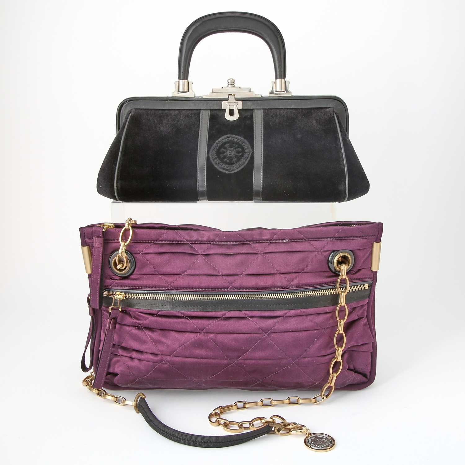 Lot 43 - Lanvin Purple Satin 'Amalia' Bag and Roberta di Camerino Black Suede Bag