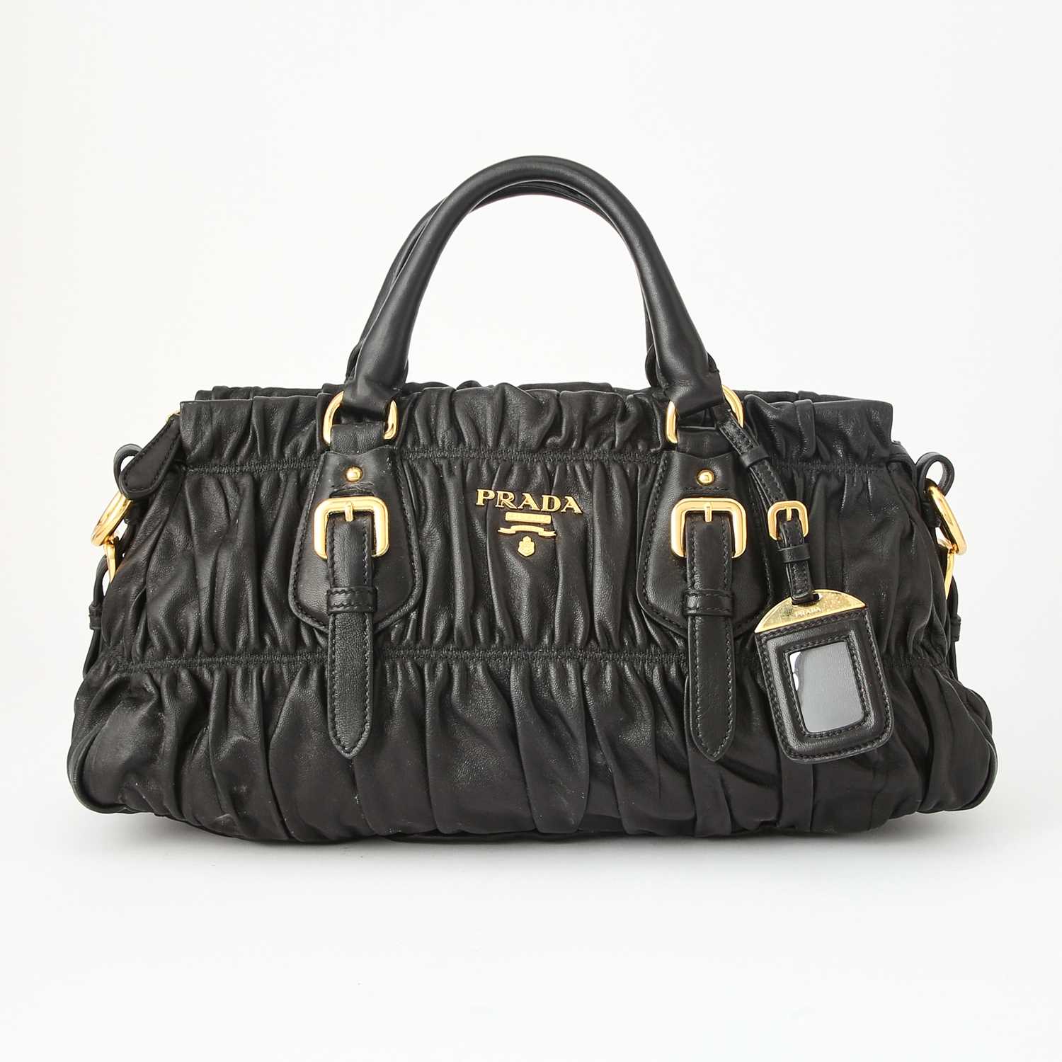 Lot 47 - Prada Nappa Gaufre Black Leather Bag