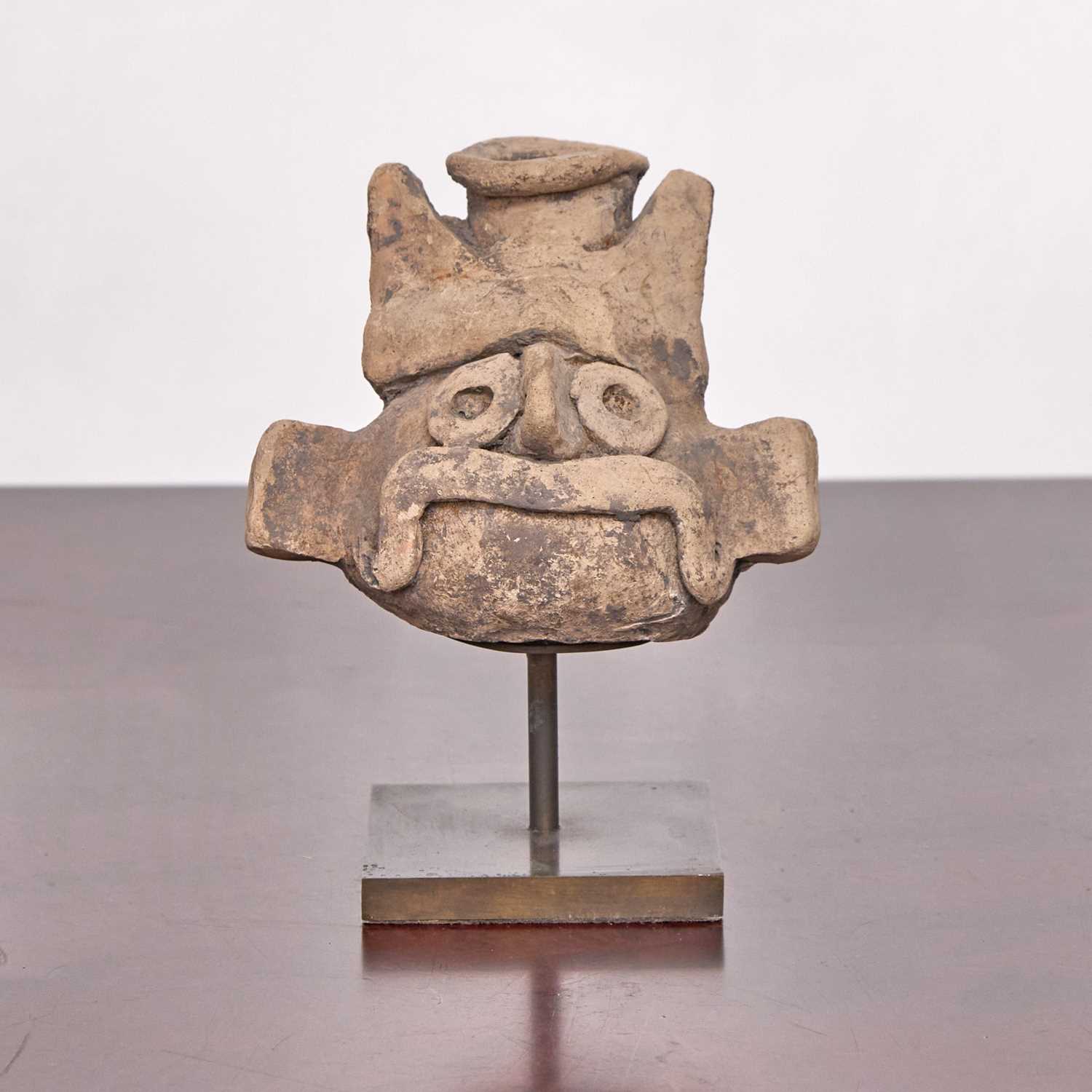 Lot 187 - Mixtec Pottery Head of Tlatloc