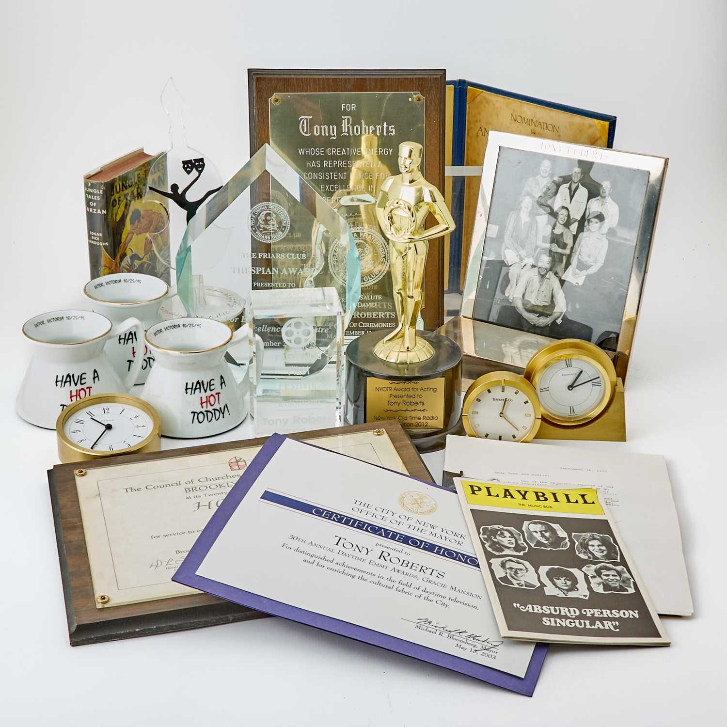Lot 589 - A large group of awards and career memorabilia from the career of Tony Roberts