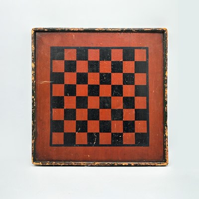 Lot 1192 - Red and Black Painted Pine Gameboard