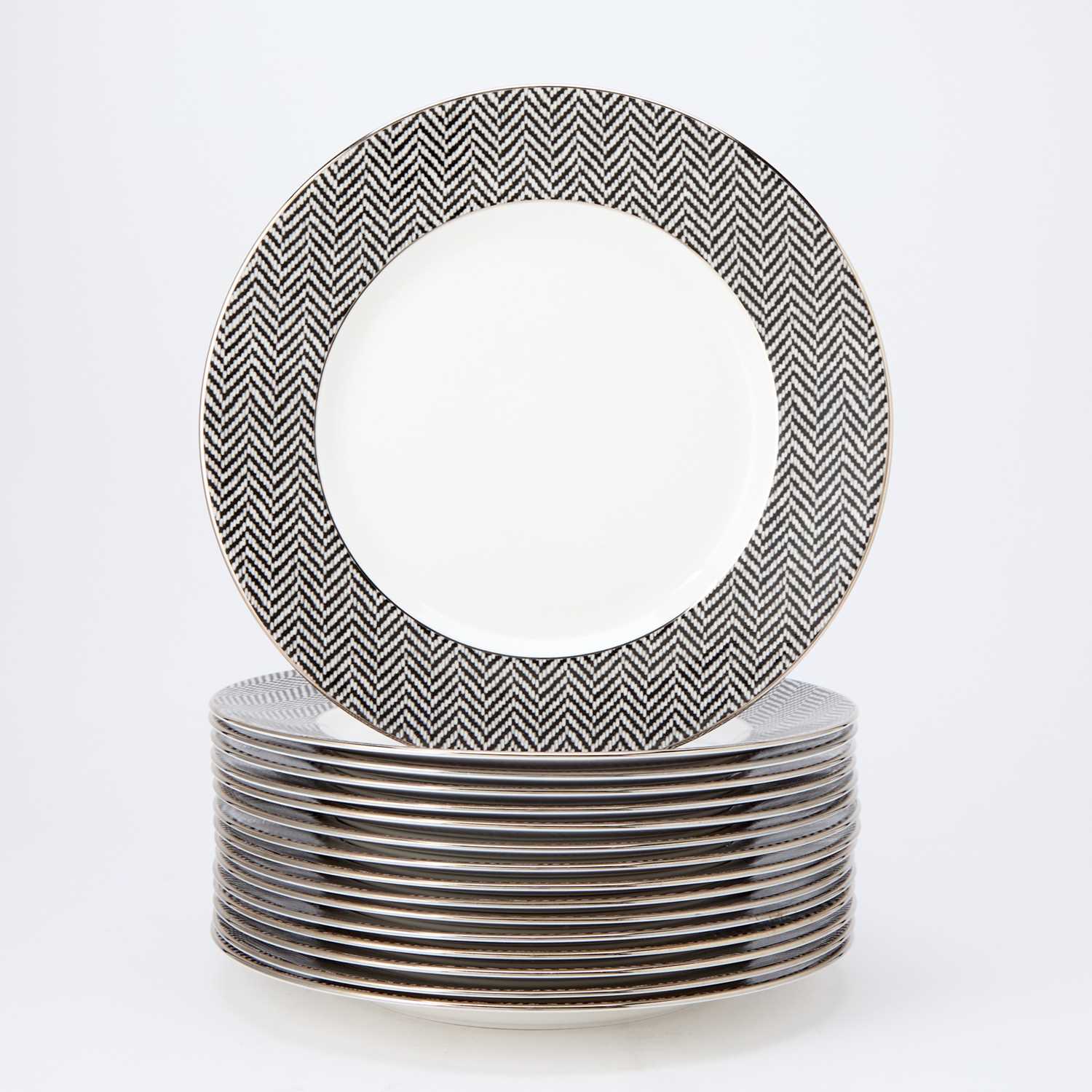 Lot 575 - Set of Sixteen Ralph Lauren Porcelain 'Herringbone' Pattern Service Plates